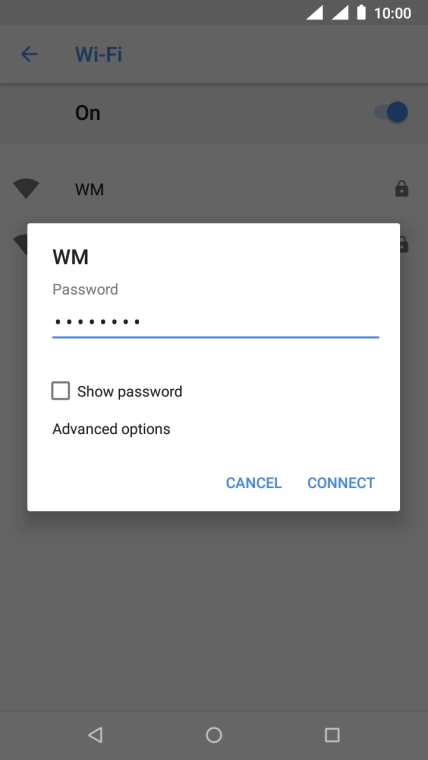 Key in the password for the Wi-Fi network and press CONNECT.