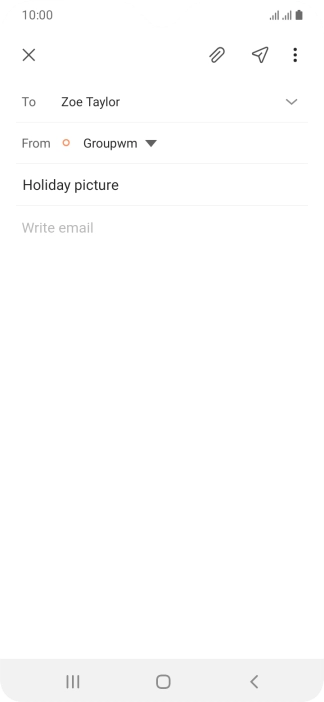 Press the text input field and write the text for your email message.