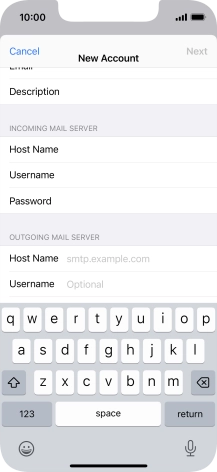 Press Host Name and key in mail.vodafone.ie.