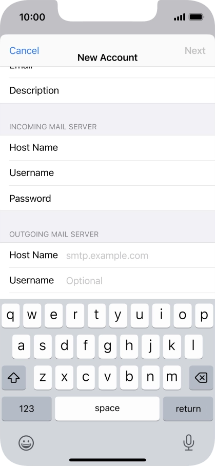 Press Host Name and key in mail.vodafone.ie.