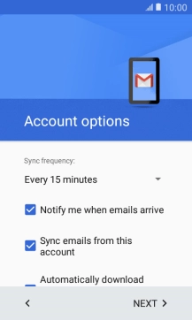 If this screen is displayed, you email account has been recognised and set up automatically. Follow the instructions on the screen to key in more information and finish setting up your phone.