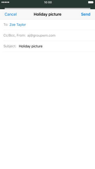 Press the text input field and write the text for your email message.