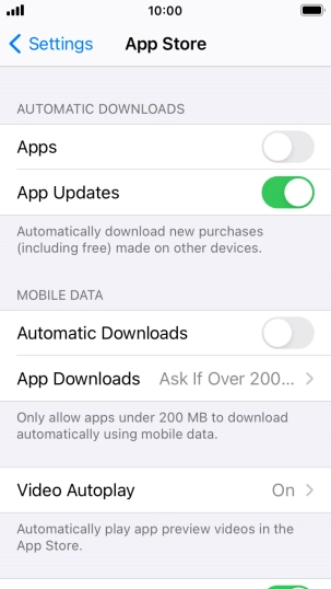 Press the indicators next to the required content types to turn the function on or off.