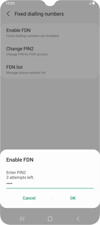 Key in your PIN2 and press OK.