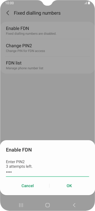 Key in your PIN2 and press OK.