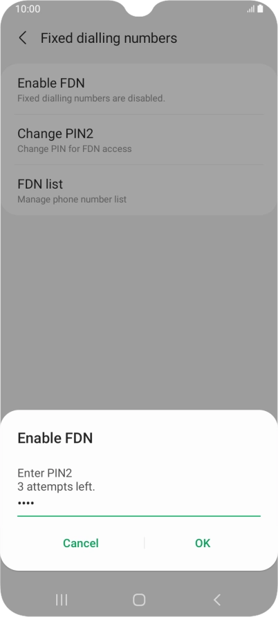 Key in your PIN2 and press OK.