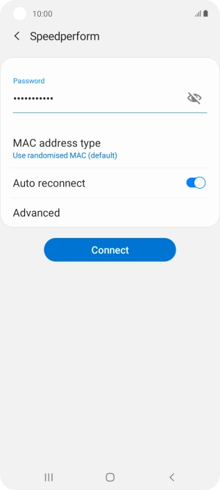 Key in the password for the Wi-Fi network and press Connect.
