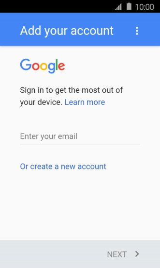 If you don t have a Google account, press Or create a new account and follow the instructions on the screen to create an account.