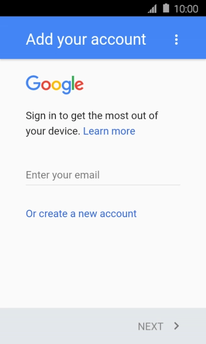 If you don t have a Google account, press Or create a new account and follow the instructions on the screen to create an account.