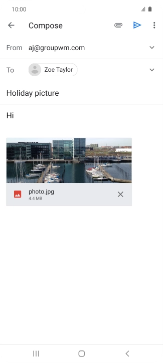 Press the send icon when you've finished your email message.