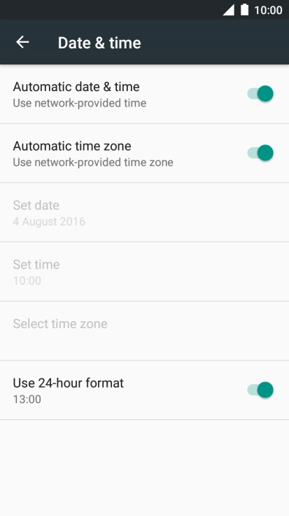 Press Automatic date & time to turn on the function.