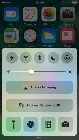 Press the flight mode icon to turn the function on or off.