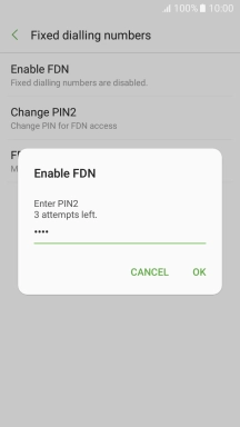 Key in your PIN2 and press OK.