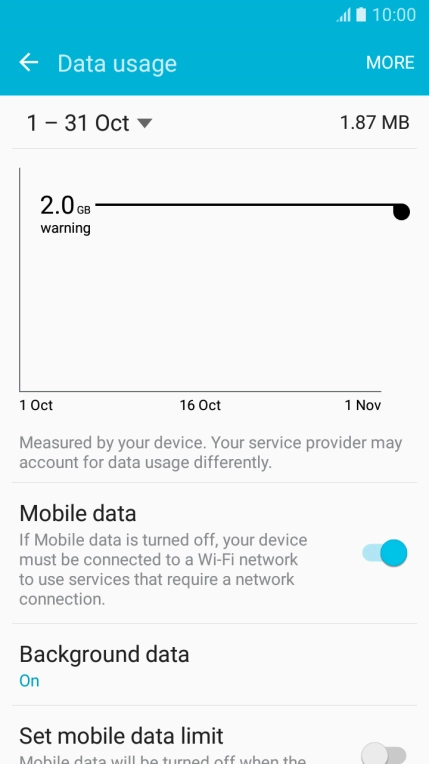 The data usage is displayed.