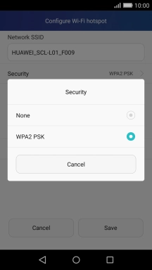 Press WPA2 PSK to password protect your Wi-Fi hotspot.