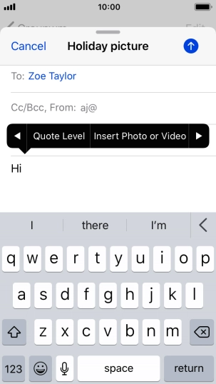Press Insert Photo or Video and follow the instructions on the screen to attach a picture or a video clip.