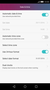 Press Automatic time zone to turn on the function.