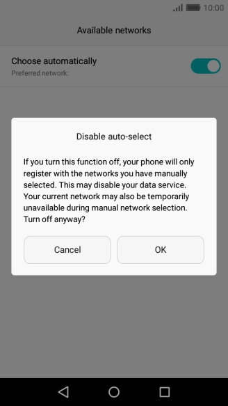 Press OK and your phone will search for networks.