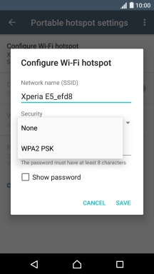 Press WPA2 PSK to password protect your Wi-Fi hotspot.