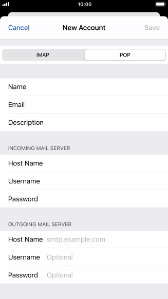 Press Host Name and key in mail.vodafone.ie.