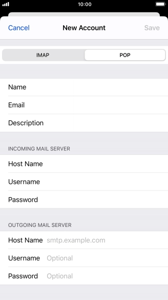 Press Host Name and key in mail.vodafone.ie.