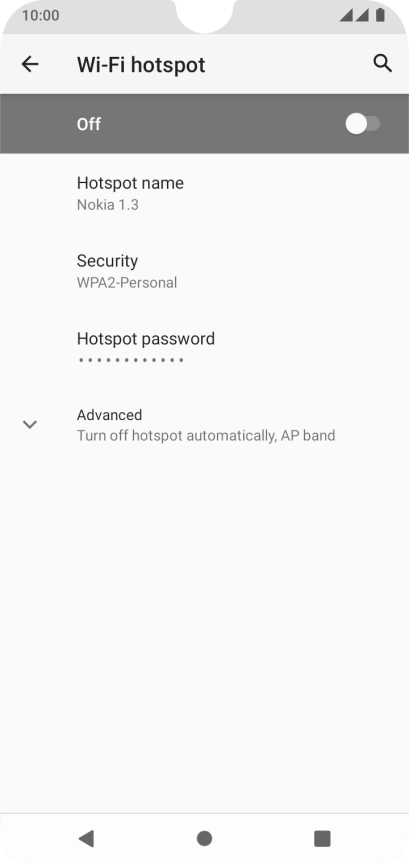 Press Hotspot name and key in the required name for the Wi-Fi hotspot.