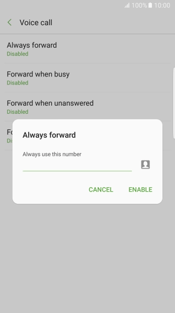 Key in (prefix) 5 (your phone number) and press ENABLE.