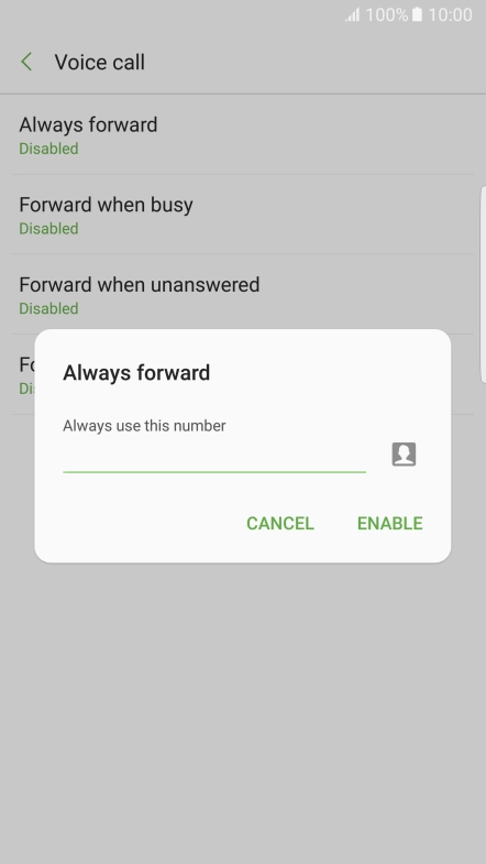 Key in (prefix) 5 (your phone number) and press ENABLE.
