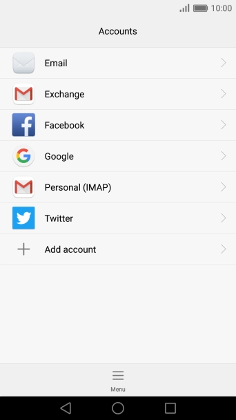 Press the required social network or the required email account and follow the instructions on the screen to synchronise contacts.