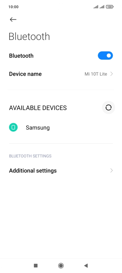 Press the required Bluetooth device.