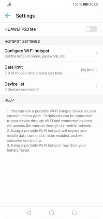 Press Configure Wi-Fi hotspot.