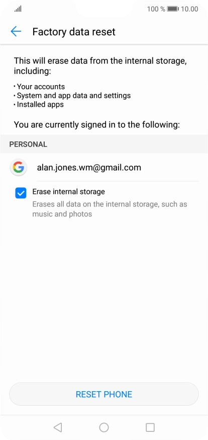Press RESET PHONE.