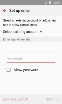 Press Password and key in the password for your email account.