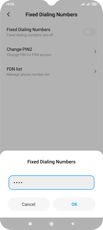 Key in your PIN2 and press OK.