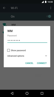 Key in the password for the Wi-Fi network and press CONNECT.