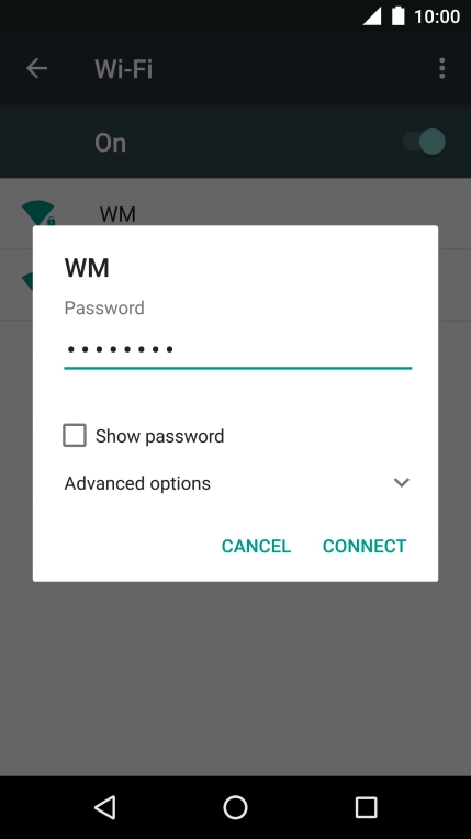Key in the password for the Wi-Fi network and press CONNECT.