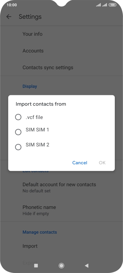Press the required SIM.