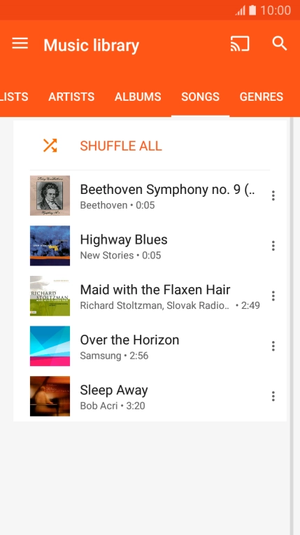 Press the required audio file.