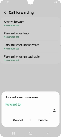 Key in (prefix) 5 (your phone number) and press Enable.