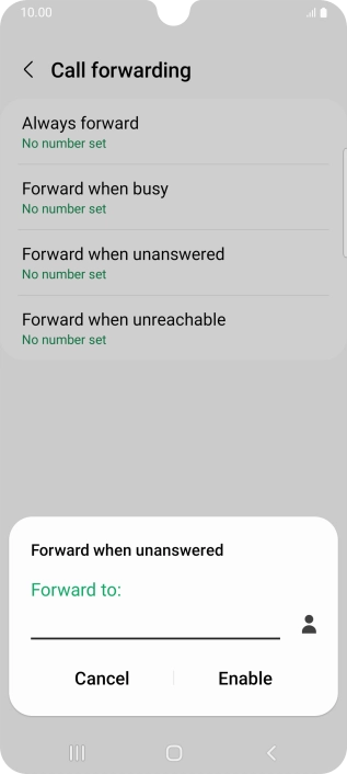 Key in (prefix) 5 (your phone number) and press Enable.