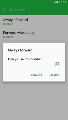 Key in (prefix) 5 (your phone number) and press ENABLE.