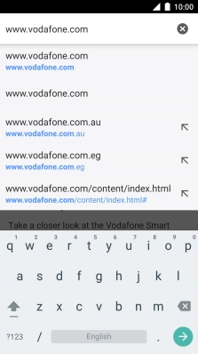 Key in the address of the required web page and press arrow right.