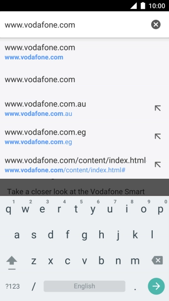 Key in the address of the required web page and press arrow right.