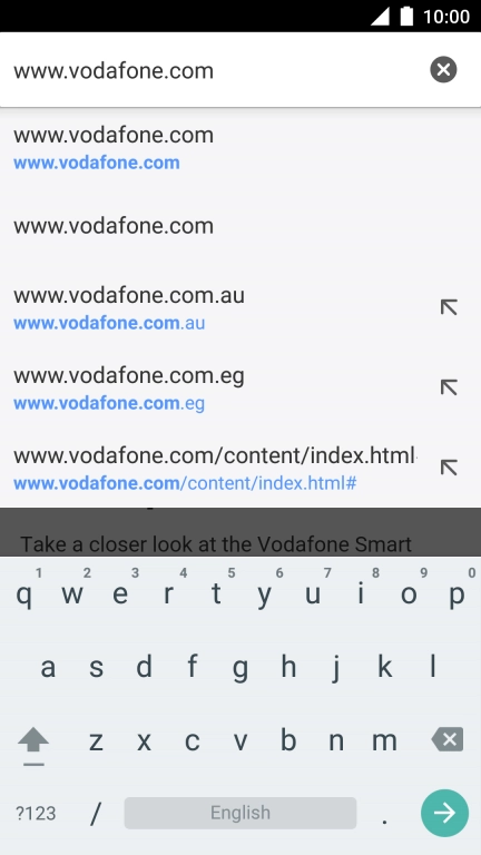 Key in the address of the required web page and press arrow right.