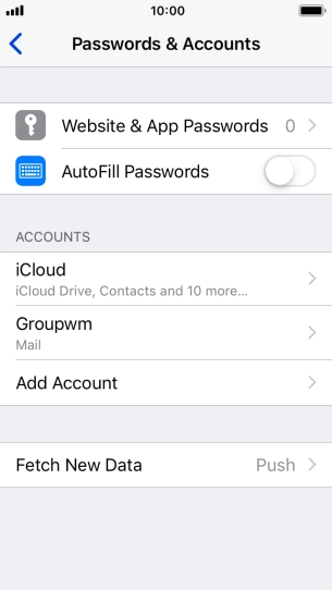 Press the name of the email account you've just set up.