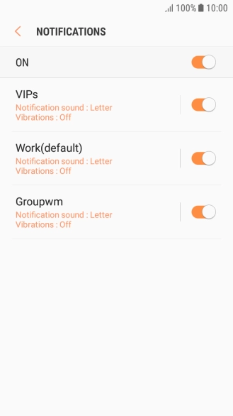 Press the indicator next to the required email account to turn the function on or off.