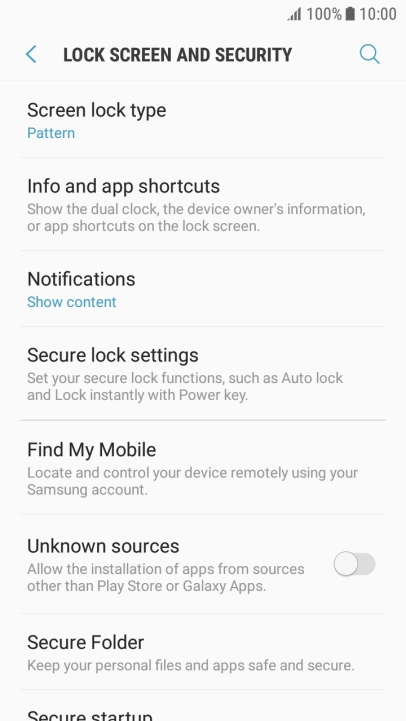 Press Screen lock type and key in the current phone lock code.