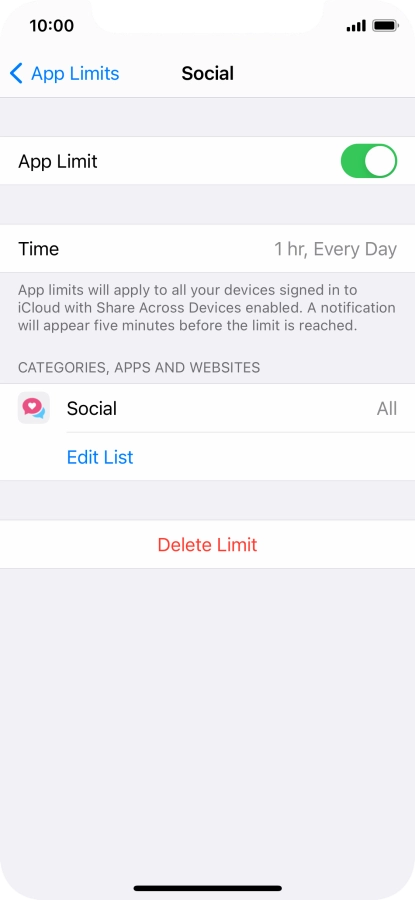 Press Delete Limit.