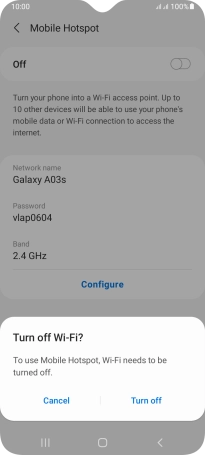 If Wi-Fi is turned on, press Turn off.