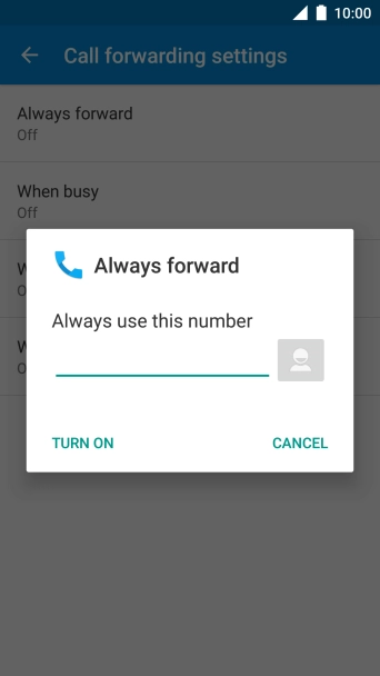 Key in (prefix) 5 (your phone number) and press TURN ON.